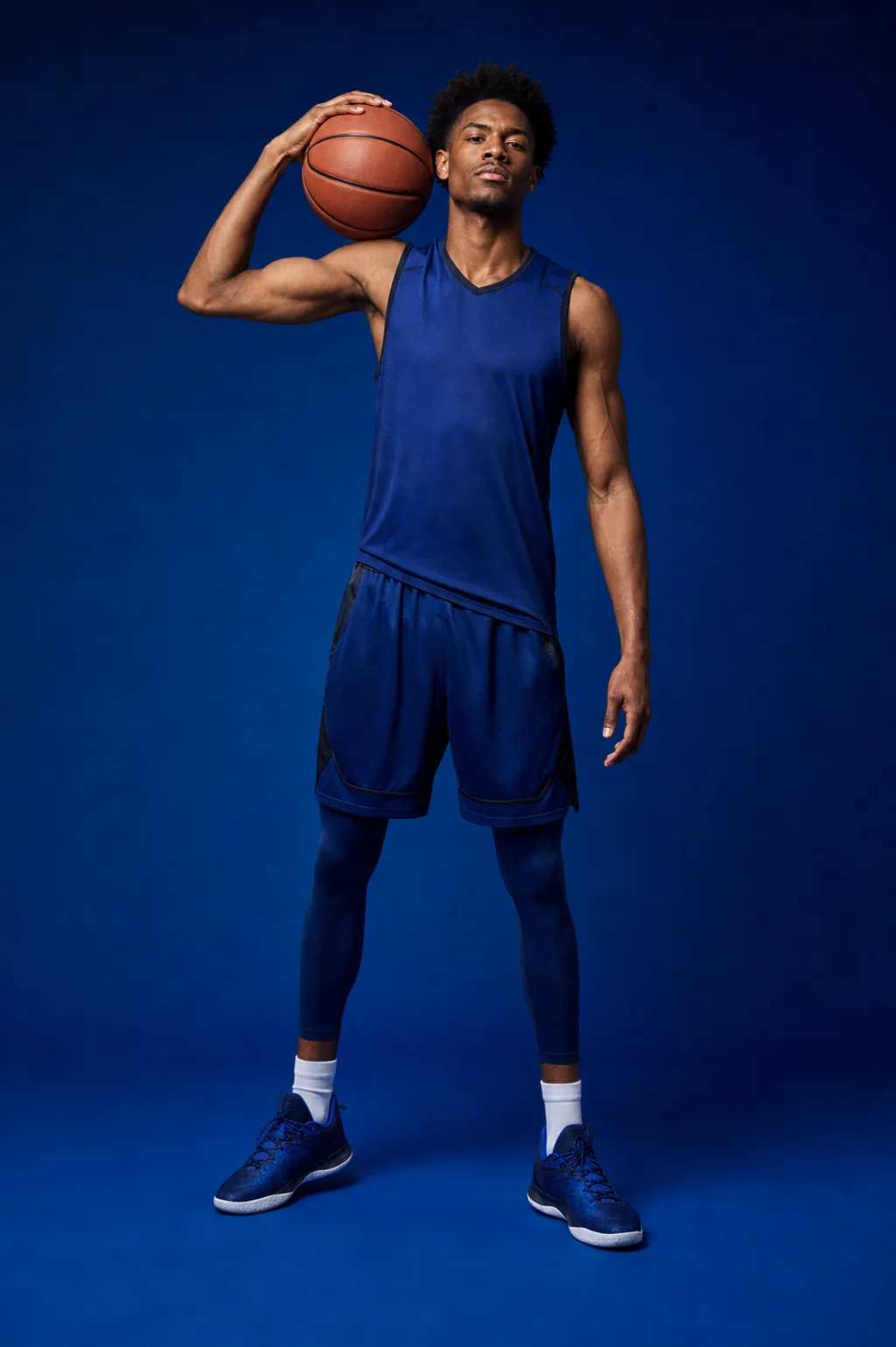 Basketball player on blue