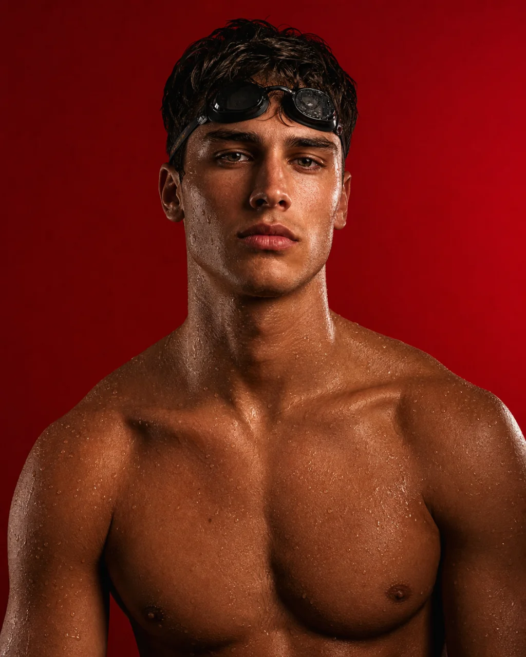 Swimmer on red